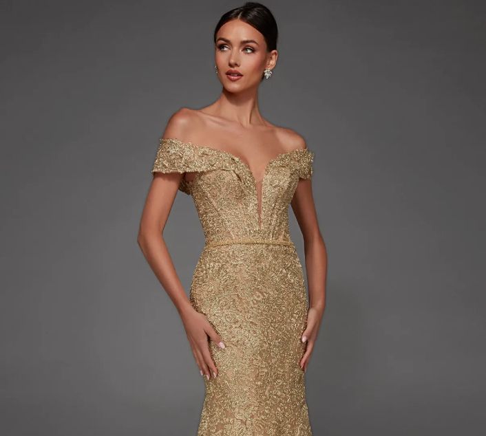 Model wearing a mothers gown