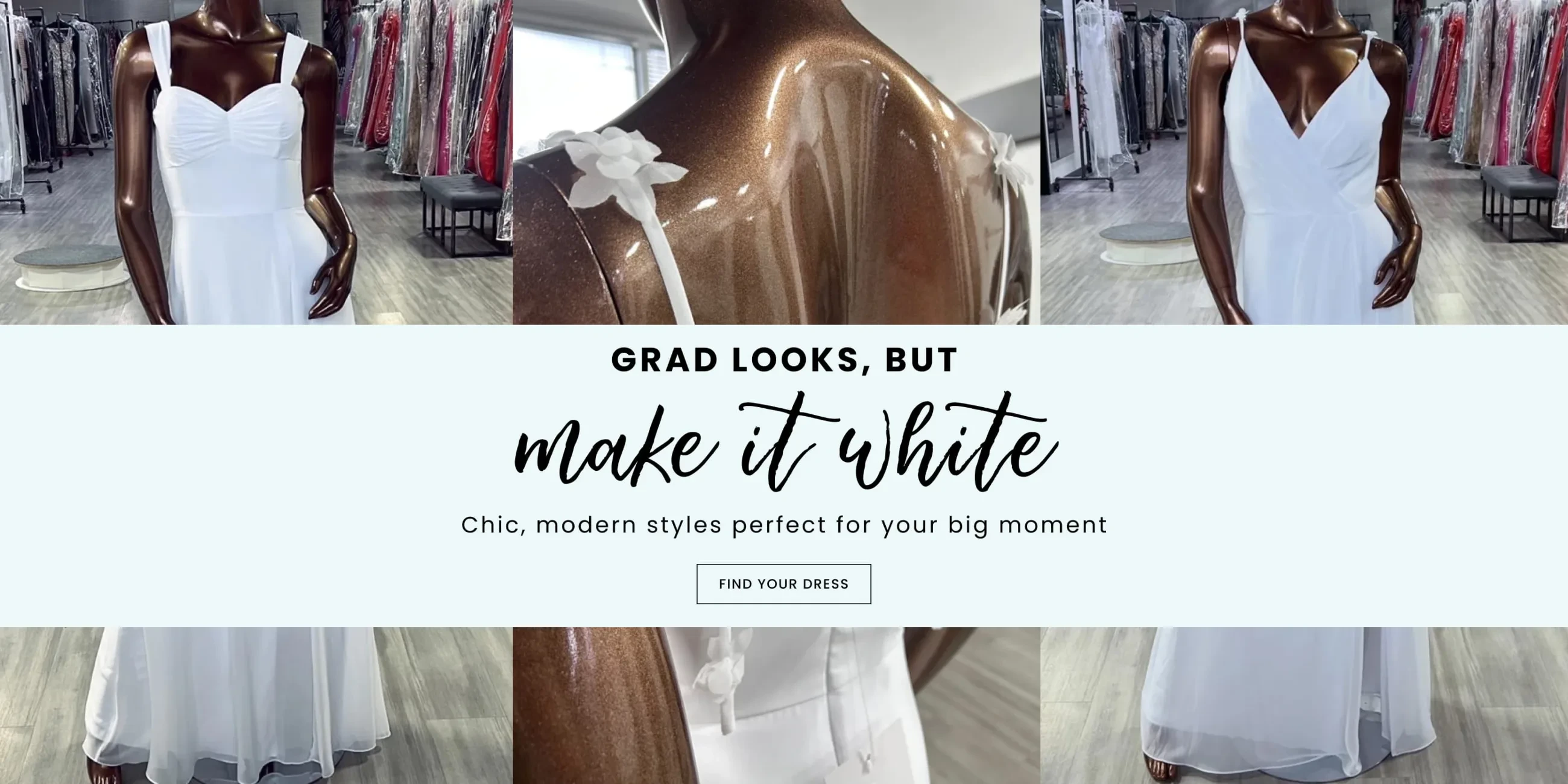 white grad gowns banner