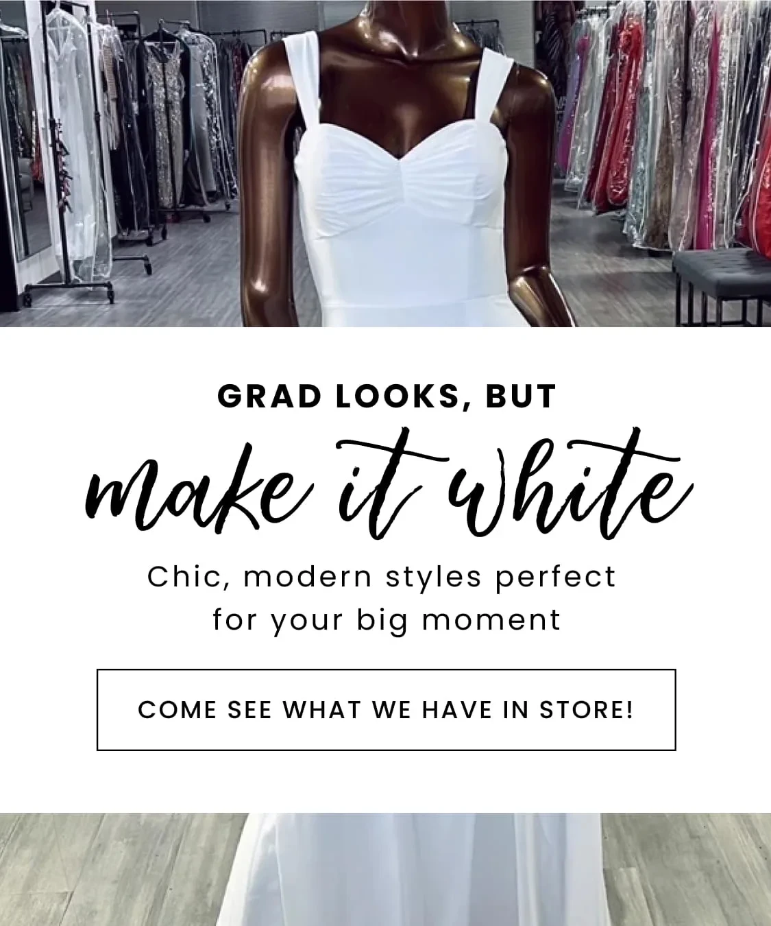 white grad gowns banner