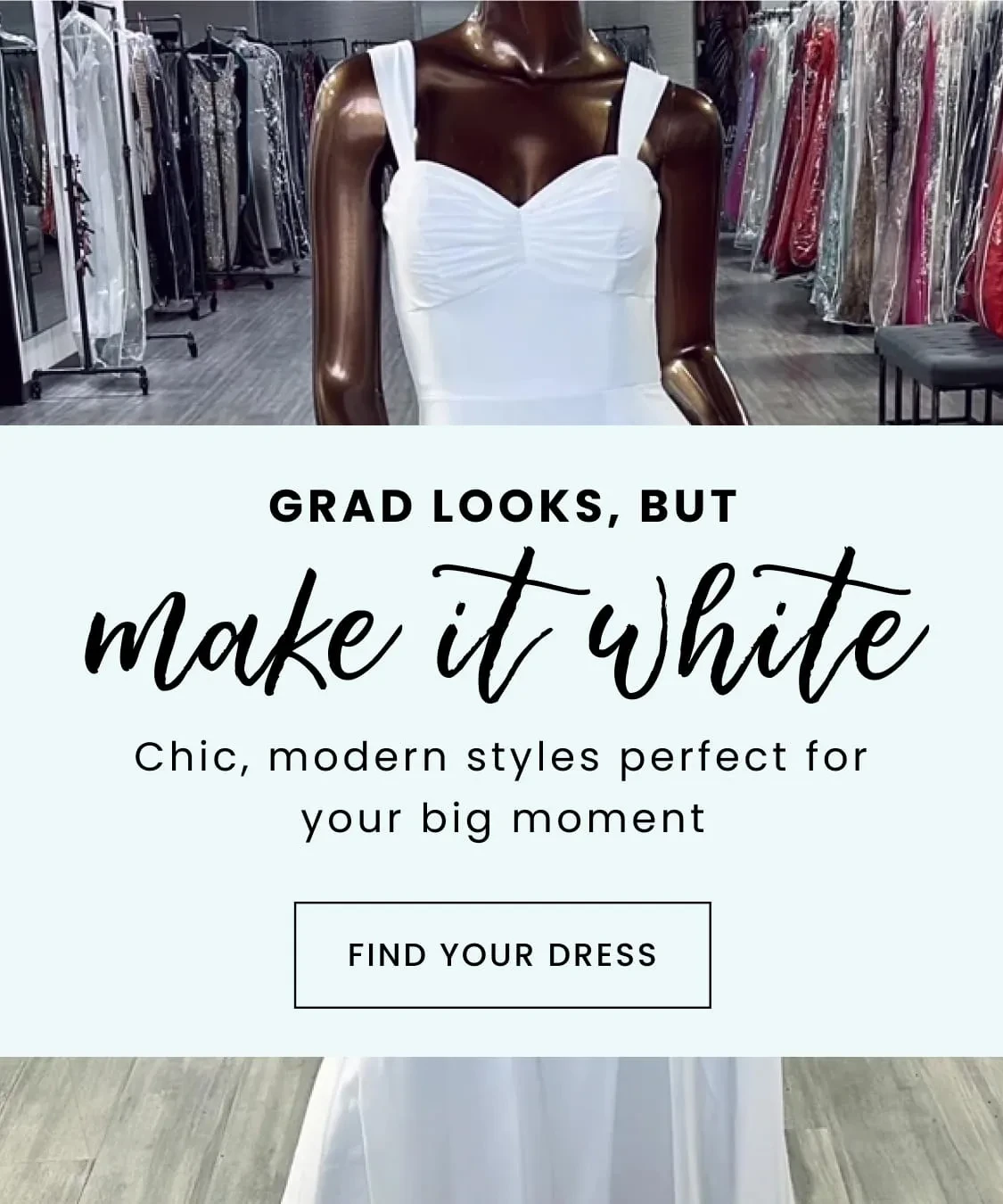 white grad gowns banner